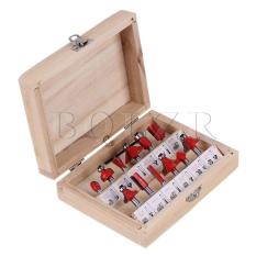 0.635 Cm Woodworking Carbide Router Bit Set 12 Merah
