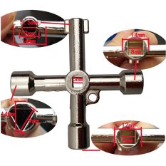 1 PC 4 WAY Utility Plumbing Tukang Pipa Alat Kunci untuk Meter Box Gas Air Listrik Stop Cook Tap Radiator Lemari Kunci-Internasional