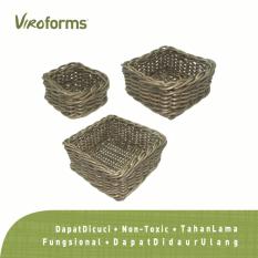 Viroforms Keranjang Kotak Rotan Sintetis Palm Set 3 pcs - Food Grade