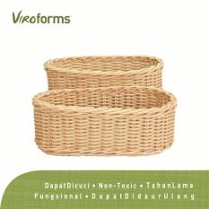 Viroforms Keranjang Makanan Rotan Sintetis Set 2 pcs Honey - Food Grade.