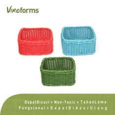 Viroforms Keranjang Organizer Rotan Sintetis Set 3 Warna - Food Grade