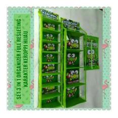 1 Set Organizer 3 in 1 Rak sepatu tas jilbab kerudung gantung karakter hso hjo hbo resleting Keropi Hijau