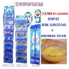 1 set Rak Gantung Rak Tas,Rak Sepatu,Rak Jilbab (TAS,SEPATU,JILBAB,KOCOKAN TELUR) DORAEMON Biru FULL SLETING + KOCOKAN TELUR