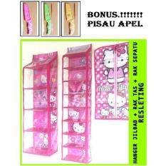 1 set Rak Gantung Rak Tas,Rak Sepatu,Rak Jilbab (TAS,SEPATU,JILBAB,PISAU) HELLO KITTY Pink FULL SLETING + BONUS PISAU APEL