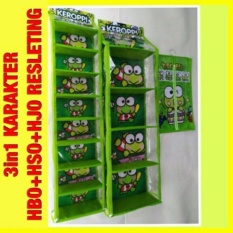 1 SET Rak Organizer Gantung 3 in 1 Rak Tas,Rak Sepatu,Rak Jilbab (HBO HSO HJO) KEROPI HIJAU Berkualitas.,,