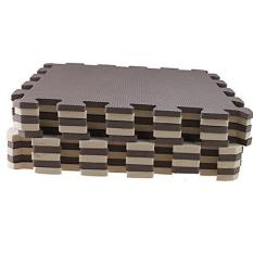 10 Piece EVA Foam Puzzle Latihan Mat Interlocking Floor Tiles Brown + Beige