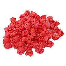 100 Pcs Foam Rose Flower Bud Artifisial Dekorasi Pesta Pernikahan Bunga DIY Kerajinan Semangka Merah