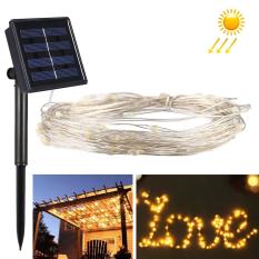 10 M 100 LED SMD 0603 IP65 Anti-Air Tenaga Surya Panel Perak Kabel Tali Ringan Peri Lampu Lampu Hias (Hangat putih) -Internasional