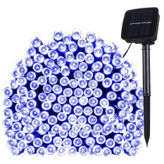 10 M Panel Surya 100 LED Festival Peri Tali Lights dengan 1.9 M Kabel Diperpanjang (Biru Ringan) -Internasional