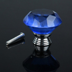 10 Pcs Bentuk Diamond Kristal Kaca Lemari Laci Tarik Kenop Biru
