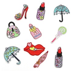 10 Pcs Bordir Lipstik Tas Di Patch Lencana Dress T-Shirt Applique DIY