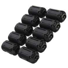 10X Hitam Kabel Kawat Klip Penjepit RFI EMI EMC Kebisingan Cincin Filter Ferrite Core Case 7mm-Intl
