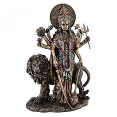 11-Inci Durga Ibu Suci Hindu Dewi Patung Perunggu Perunggu Nyata Figurine-Internasional