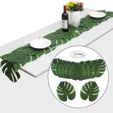 12 Pcs/set 35X29 Cm Buatan Kelapa Sawit Tropis Daun untuk Hawaii Pesta Luau Beach Pernikahan Dekorasi Meja Gaya: Besar