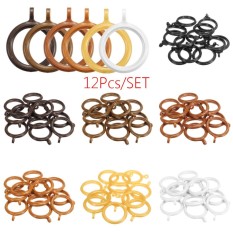12 Pcs/set 38-55mm Dia. Cincin Tirai Plastik Golden Jati Warna untuk 38mm Diameter Kutub-Internasional