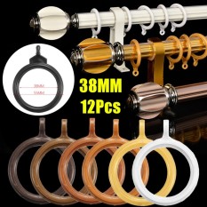 12 Pcs/set 38-55mm Dia. Cincin Tirai Plastik Warna Jati untuk 38mm Diameter Kutub-Internasional