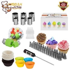 148 Pcs Kue Dekorasi Perlengkapan Hadiah Natal-Dekorasi Kue Anti Karat Tips/Kertas Cupcake Liners/Silikon Cupcake penggaris/Pemotong Sayur/Termometer Daging/Silikon Kue Kering Tas/Bunga Kuku/Skrup-Internasional