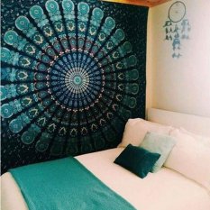 150cmx130cm Boho Wall Carpet Tapestry Mandala Tapestry Crystal Arrays Blue Wall Art Tapestry Indian Decoration Blanket
