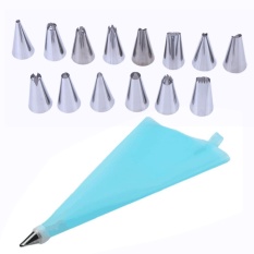 16 Pcs Kue Cetakan Stainless Steel Dekoratif Alat Pemasangan Pola (Biru)