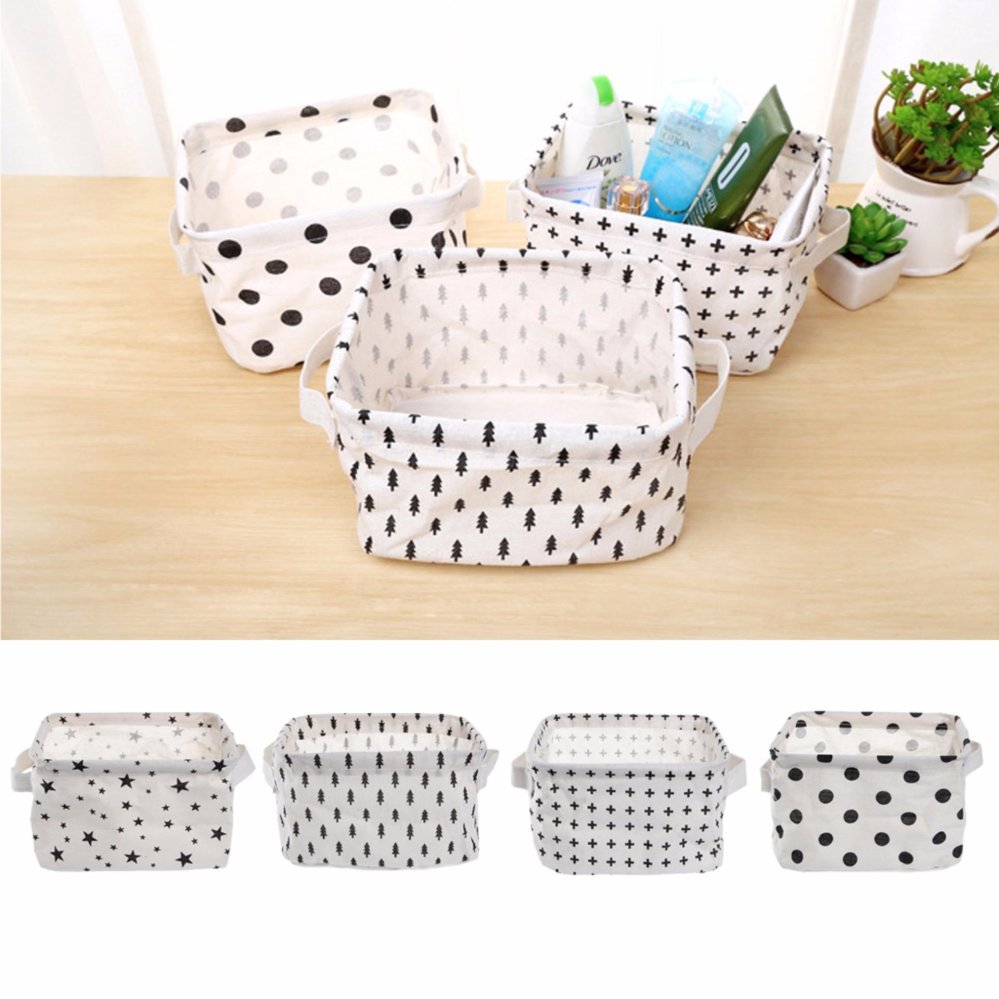 1 PC Linen Meja Pemegang Keranjang Penyimpanan Perhiasan Alat Tulis Kantor Organizer Case (Pohon Pola)-Intl
