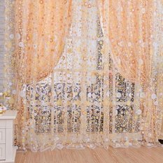1 Pcs 1*2 M Floral Pola Offset Blinds Window Screen Ready Made Curtains Kuning