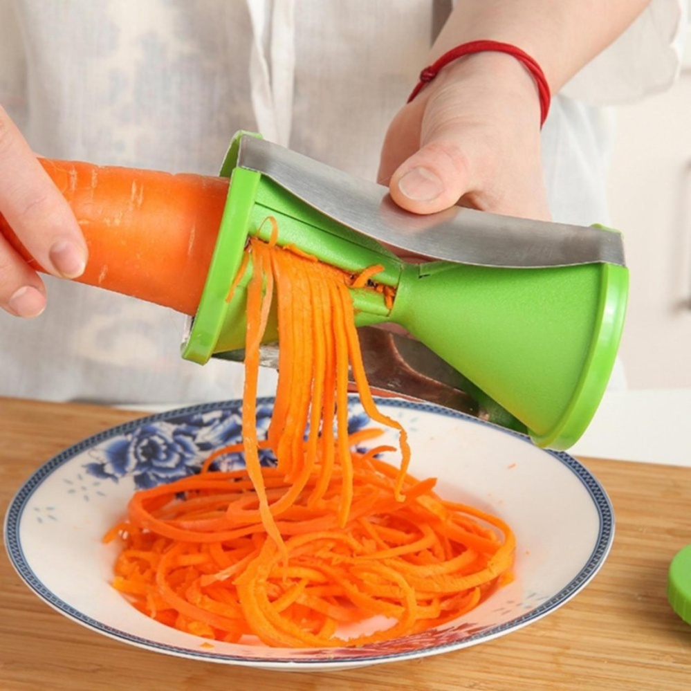 1X Sayuran Mentimun Kentang Spiral Slicer Cutter Spirelli Alat Dapur Spiralizer Twister Grater-Intl