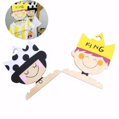2 Pcs/1 Set Lucu Cute Boy & Girl Design Handmade Kayu Solid Tahan Lama Pakaian Baju Gantungan Non -slip Hanger For Kids Bayi-Intl