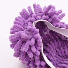 2 Pcs Chenille Multifungsi Alas Kaki Mop Kebersihan Rumah Sepatu Slip-On Sandal Pembersih Warna: Violet