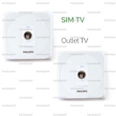 2 pcs PHILIPS Simply TV Outlet Coax Colokan Antena Antenna Televisi Putih Dinding Tembok