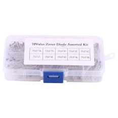 200 Pcs 10 Nilai (1N4738 ~ 1N4748) 1 W Dioda Zener Berbagai Macam Aneka Kit Set (8.2 V/9.1 V/10 V/11 V /12 V/13 V/15 V/16 V/18 V/22 V) dengan Clear Box (Dioda Zener)-Intl
