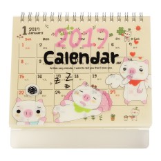 2017 Lucu Kartun Hewan Jual Meja Kalender Desktop Perencana dengan Plastik Berdiri Babi-Internasional