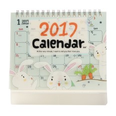 2017 Lucu Kartun Hewan Jual Meja Kalender Desktop Perencana dengan Plastik Berdiri Kelinci-Internasional