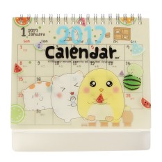 2017 Lucu Kartun Hewan Jual Meja Kalender Desktop Perencana dengan Plastik Berdiri Bebek Kuning-Intl