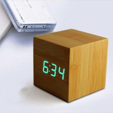 2017 Grosir dan Eceran Berkualitas Tinggi LED Jam Kontrol Suara Jam Kayu LED Kreatif Taiwan Jam + Aksesoris Rumah (HITAM) -Intl