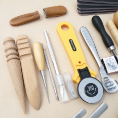 20 Pcs Satu Set Kerajinan Kulit Punch Tools Kit Jahitan Ukir Bekerja Jahit Pelana Groover-Intl