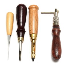 24x Kerajinan Kulit Jahitan Ukir Bekerja Jahit Pelana Groover Punch Tool Kit