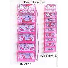 2IN1 RAK GANTUNG SET (TAS,SEPATU) HELLO KITTY Pink FULL SLETING