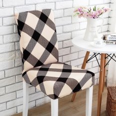 2 Pcs Cek Bendera Stretch Perjamuan Slipcovers Ruang Makan Sarung Kursi Kursi Menutupi NO. 2-Intl