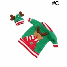2 Pcs Cute Botol Anggur Cover Tas Makan Malam Natal Tabel Rumah Pesta Dekorasi # C-Intl