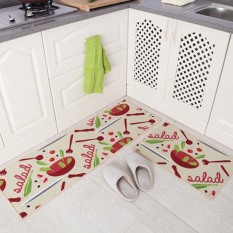 2 Pcs/lot Non-slip Kitchen Mat Panjang Lantai Kamar Tidur Karpet Mesin Cuci Pintu Masuk Keset (Salad) 40x60 Cm dan 40x120 Cm