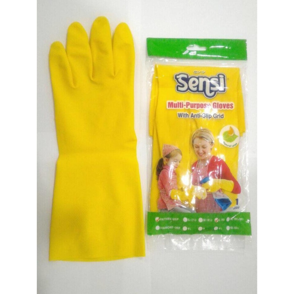 2psg - Sarung tangan karet glove kuning sensi latex cuci piring kualitas