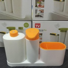 3 In1 Dapur dan Kamar Mandi Multi-fungsi Sabun Cair Dispenser Sponge Holder dan Sikat Gigi Organizer-Intl