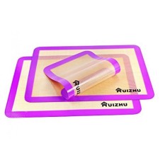3-Pack Silicone Baking Mat Reusable Antilengket Tahan Panas Memasak Sehat, Kue Lembar Tikar Set-2 X Besar Half Sheet, 1 X Kecil Oven Ukuran Lembaran. (3, Ungu)-Intl