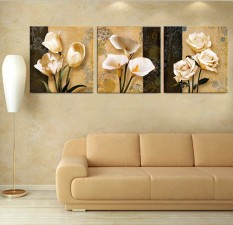 3 Panel Coklat Anggrek Modern Art Deco Mural Lukisan Dinding Ruang Tamu Di Foto Di Kanvas Cetak Lukisan Tidk- Internasional