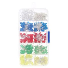 300pcs 3mm 5mm Assorted Color 2-pin Diffused LED Light Emitting Diodes Set with 5 Colors Electronic Components - intl