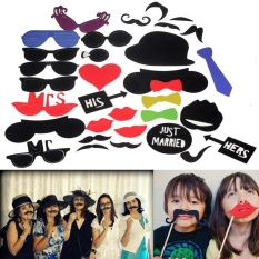 31 Pcs DIY Photo Booth Props Kumis Pada Tongkat Pernikahan Pesta Natal-Intl