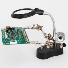 3.5X 12X Adjustable Len Magnifier Berguna Membantu Tangan Klip Kaca Pembesar dengan LED Light Solder Besi Lensa Magnifie- INTL