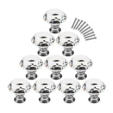 360DSC 10 buah 30 mm pegangan lemari bentuk Diamond kristal kaca - transparan - Internasional