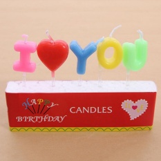 360DSC Perlindungan Lingkungan Tidak Berbahaya I Love You Surat Lilin Ulang Tahun Yang Warna-warni untuk Wanita-Intl