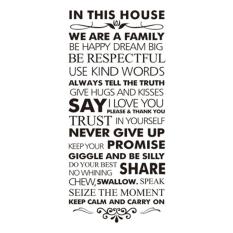 360DSC House aturan di rumah ini kami keluarga besar yang bahagia Dream kutipan inspirasional Waterproof yang dapat dilepas PVC vinil stiker dinding rumah seni dekorasi stiker (55 120 cm)